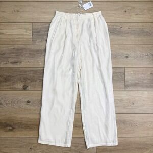 NWT LUCY PARIS Brylie Pleated Pant Pearl Metallic Wide Leg High Waist Size M